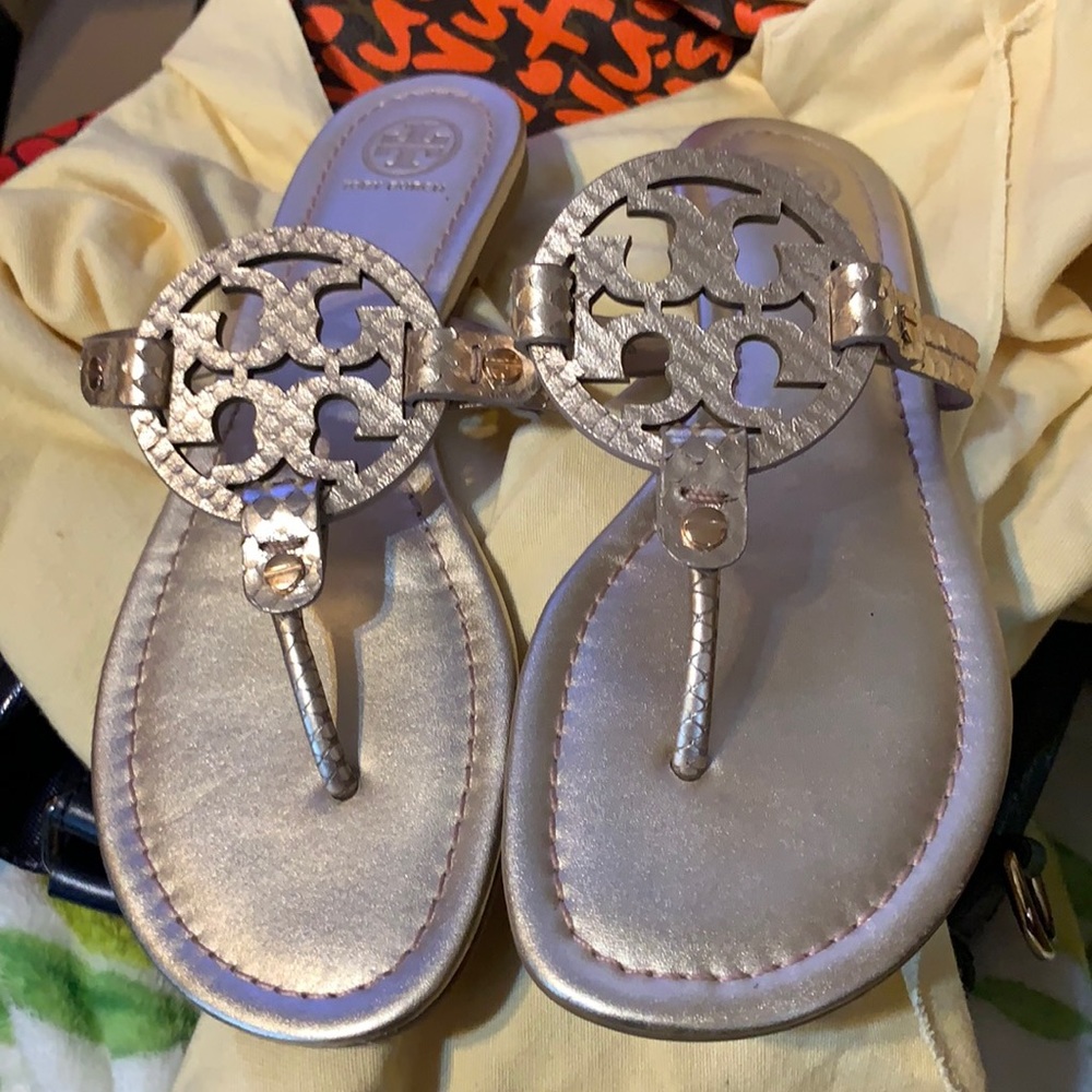 New Tory Burch gold snakeskin Millers